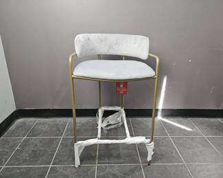 Lot 421 | Coaster Gray Velvet Low Back Bar Stool