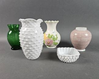 Lot 294 | Milk Glass Hobnail Vase and More