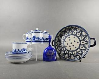 Lot 268 | Willams Sonoma Blue Flow Cups, Fenton & More!