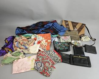 Lot 207 | Various Purses, Clutches, Wallets, and Scarves