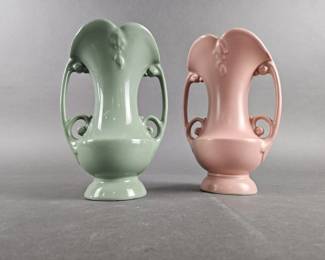 Lot 217 | Vintage Pink & Green Abingdon Vases