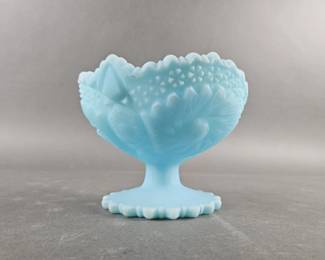 Lot 307 | Vintage Fenton Blue Custard Glass Compote Dish