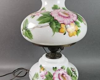 Lot 305 | Vintage Floral Gone With The Wind Lamp