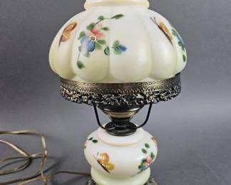 Lot 275 | Vintage Milk Glass Hurricane Lamp