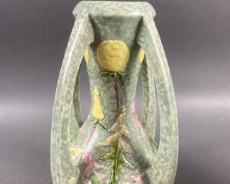 Lot 132 | Vintage Amphora Floral Buttress Handled Vase