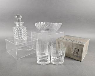 Lot 116 | Vintage Crystal Decanter, Dish & Dansk Barware