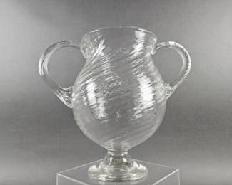 Lot 119 | Very Large Vintage Clear Swirl Glass Vase
