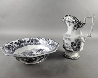 Lot 277 | Vintage Transferware Ironstone Bowl & Pitcher!