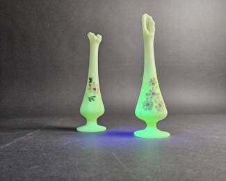 Lot 222 | Vintage Fenton Custard Uranium Glass Vases