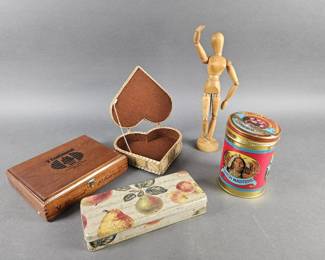 Lot 129 | Vintage Jointed Art, Keepsake Box, Tins & More!