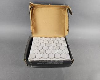 Lot 375 | 1 Box Vigo Gris Hexagon Mosaic Ceramic Tile