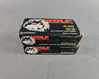 Lot 23 | 2 Boxes of 50 Wolf .45 Auto Ammunition