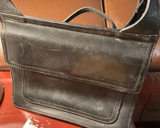 Fossil Black Leather Crossbody Shoulder Bag