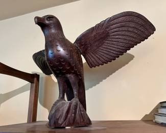 Wood Carved Eagle Sculpture