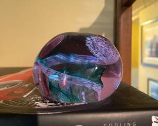 Blown Glass Purple & Blue Sphere Paperweight