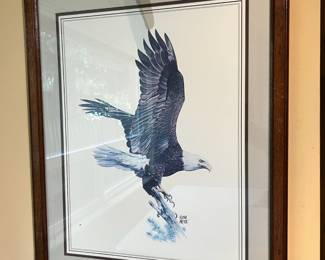 Framed & Matted 1970's Print "American Bald Eagle" by Hugh Hirtle