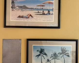Framed & Matted Print of Sunbathing Beachgoers by Wayne Jackazono, Framed & Matted Print of Beach Scene by Wayne Jackazono
