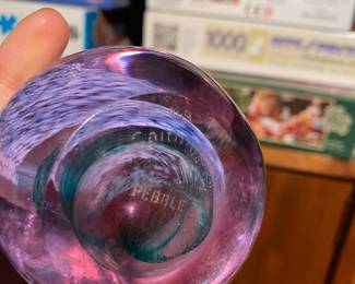 Blown Glass Purple & Blue Sphere Paperweight