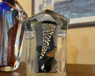 Black/Clear Abstract Pattern Blown Glass Decanter