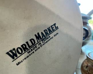 World Market Blue/Brown Speckled Pottery Butter Dish