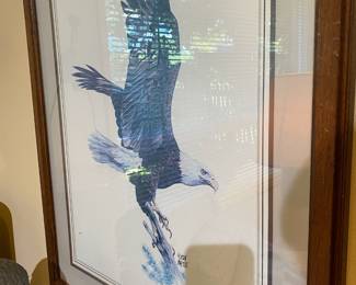 Framed & Matted 1970's Print "American Bald Eagle" by Hugh Hirtle