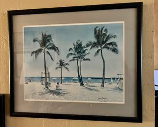 Framed & Matted Print of Beach Scene by Wayne Jackazono
