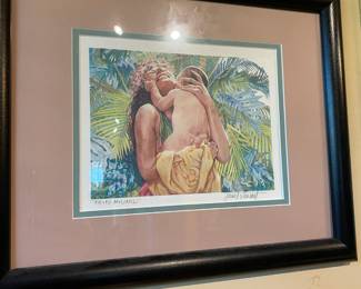 Framed & Matted Litograph "KEIKI MILIMILI" (Beloved Child)by Janet Stewart