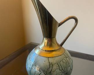 Holland Delft Brass & Turquoise Pitcher