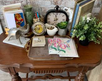 Antique vanity table/desk  $195
Accessories clocks etc…
$5-20