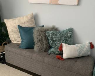 Gray Fabric Storage Bench 