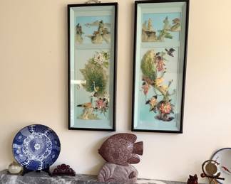 Asian mother of pearl peacock panels