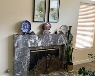 Peacock fireplace screen