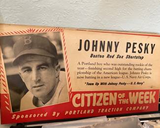 Vintage Johnny Pesky Boston Red Sox Advertising 