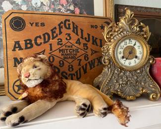 Vintage Steiff Lion, Vintage Michi Manitou Board