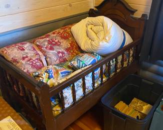 Antique Victorian Crib, blankets