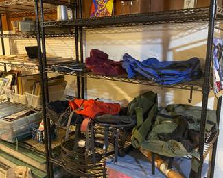 metro shelving, backpacks