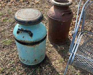 vintage/antique metal milk cans