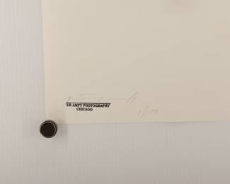 Back of Untitled Blues still life, signed Peter Amft black + white silver gelatin photograph, Peter Amft Photography Chicago, Numbered edition 1/100