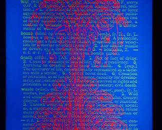 Shown under a blacklight, "D'Aubrai" water fountain print copyright Cocorico Graphics, screen-printed blacklight poster