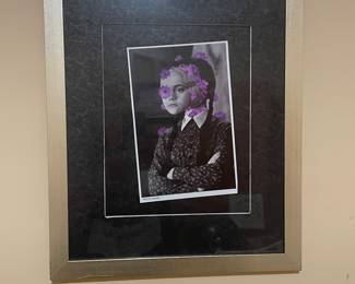 Framed collage art of Wednesday Adams