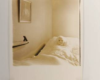 Death Bed, signed Peter Amft black + white silver gelatin photograph, Peter Amft Photography Chicago, Numbered edition 1/100
