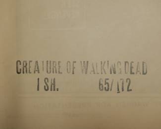 Back of Creature of Walking Dead, vintage B-Movie stamped and numbered poster 65/172