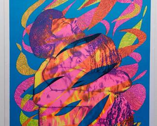 Overprint "Light my Fire" copyright 1961 by San Francisco Poster Publishing Company, screen-printed blacklight posters