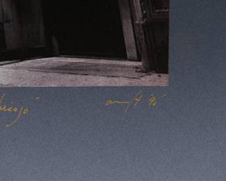 Signature detail of Barkin' Bill 1994 "Blue Chicago", Signed Peter Amft black + white silver gelatin photograph, Peter Amft Photography Chicago, printed in 1996