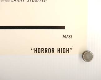 Detail of Horror High, vintage B-Movie stamped and numbered poster 74/83