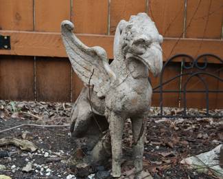 Gothic stone Griffin garden sculpture