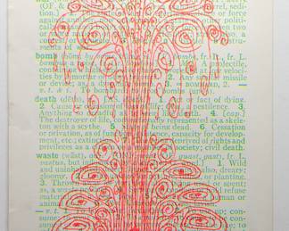 "D'Aubrai" water fountain print copyright Cocorico Graphics, screen-printed blacklight poster