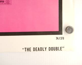 Detail of The Deadly Double, vintage B-Movie stamped and numbered poster 74/378