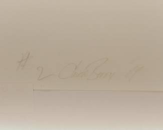 Title detail of matted Chuck Berry #2, 1989, Signed Peter Amft black+ white silver gelatin photograph, Peter Amft Photography Chicago