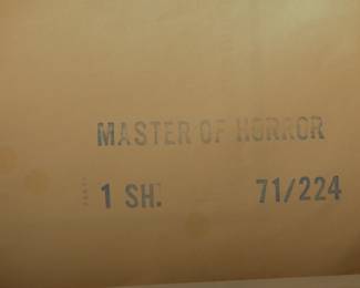 Back of Master of Horror, vintage B-Movie stamped and numbered poster 71/224
